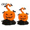 LED Night Lights for Party 2Pcs Halloween Pumpkin Light, Flameless Candle Lamp with Bat Decorations Decor, Plastic Tabletop Ornament Home Desktop