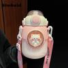 Cute Kids Water Bottles With Straw For Girls Children's 820ml Large Capacity Kawaii Cartoon Student School Travel Water Cup