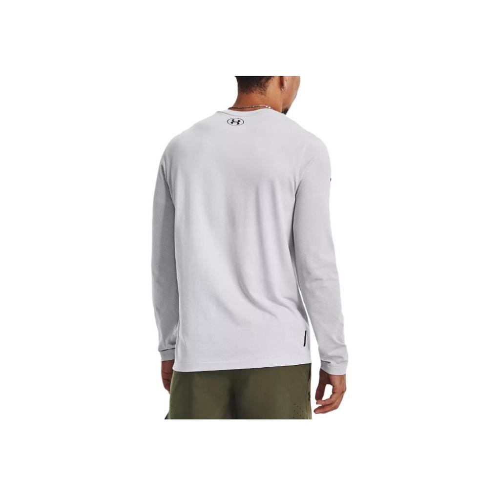 Under Armour Футболка с длинным рукавом Rush Solid Color Logo Print Vintage для мужчин, белая 1379282-100