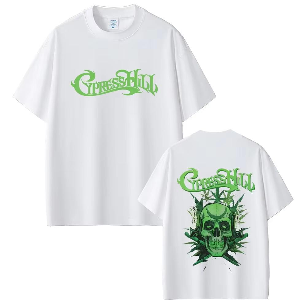 Cypress Hill Skeleton T-Shirt Hip Hop Graphic Tee Men Women Vintage Washed Cotton Short Sleeve Oversized Crew Neck Y2K Retro Streetwear Summer Top