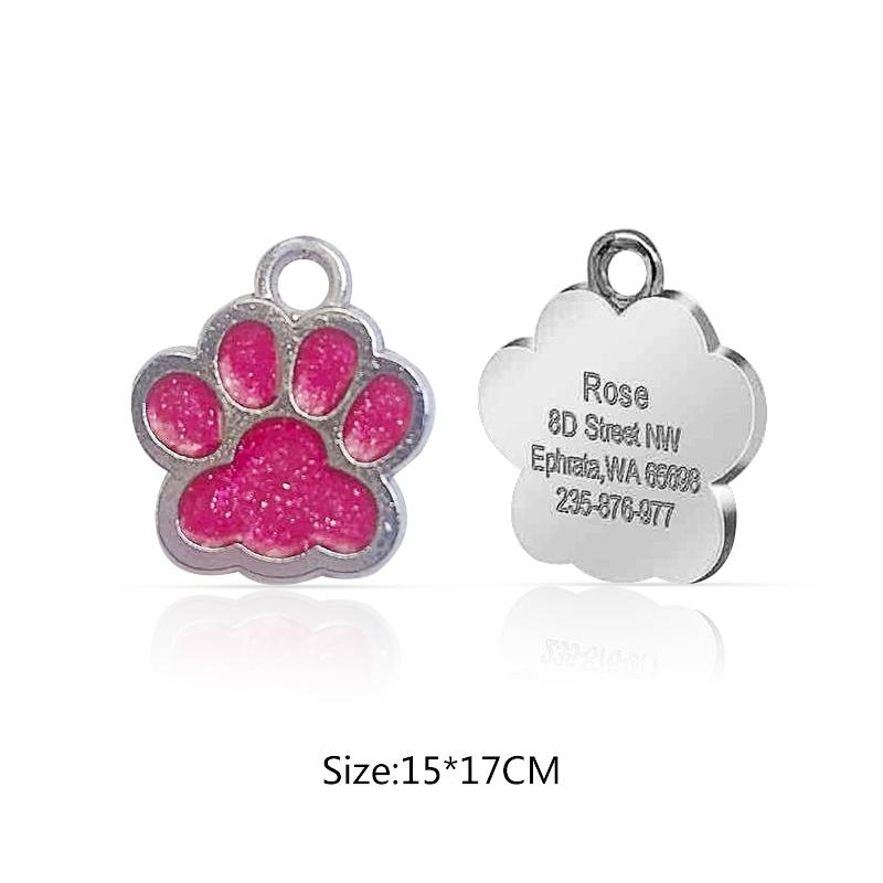Personalized Customized Dog ID Tag Engraving Metal Pet Cat Name Tags Collar Accessories Pendant Nameplate Glitter Keyring