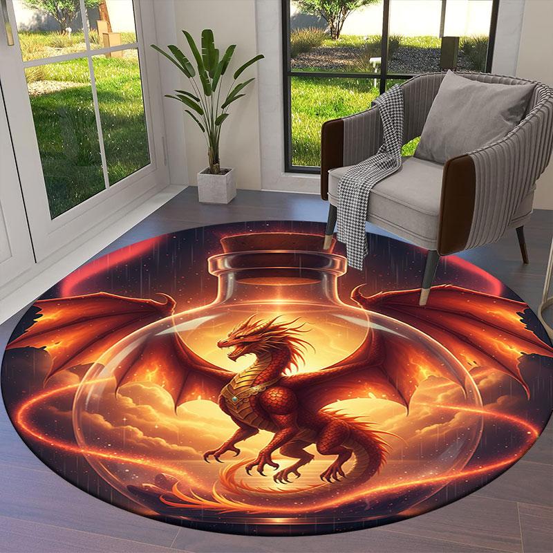 Mythicalcreaturesbottle Round Area Rug,Carpet Rug for Living Room Bedroom Sofa Playroom Decor,Non slip Floor Mat