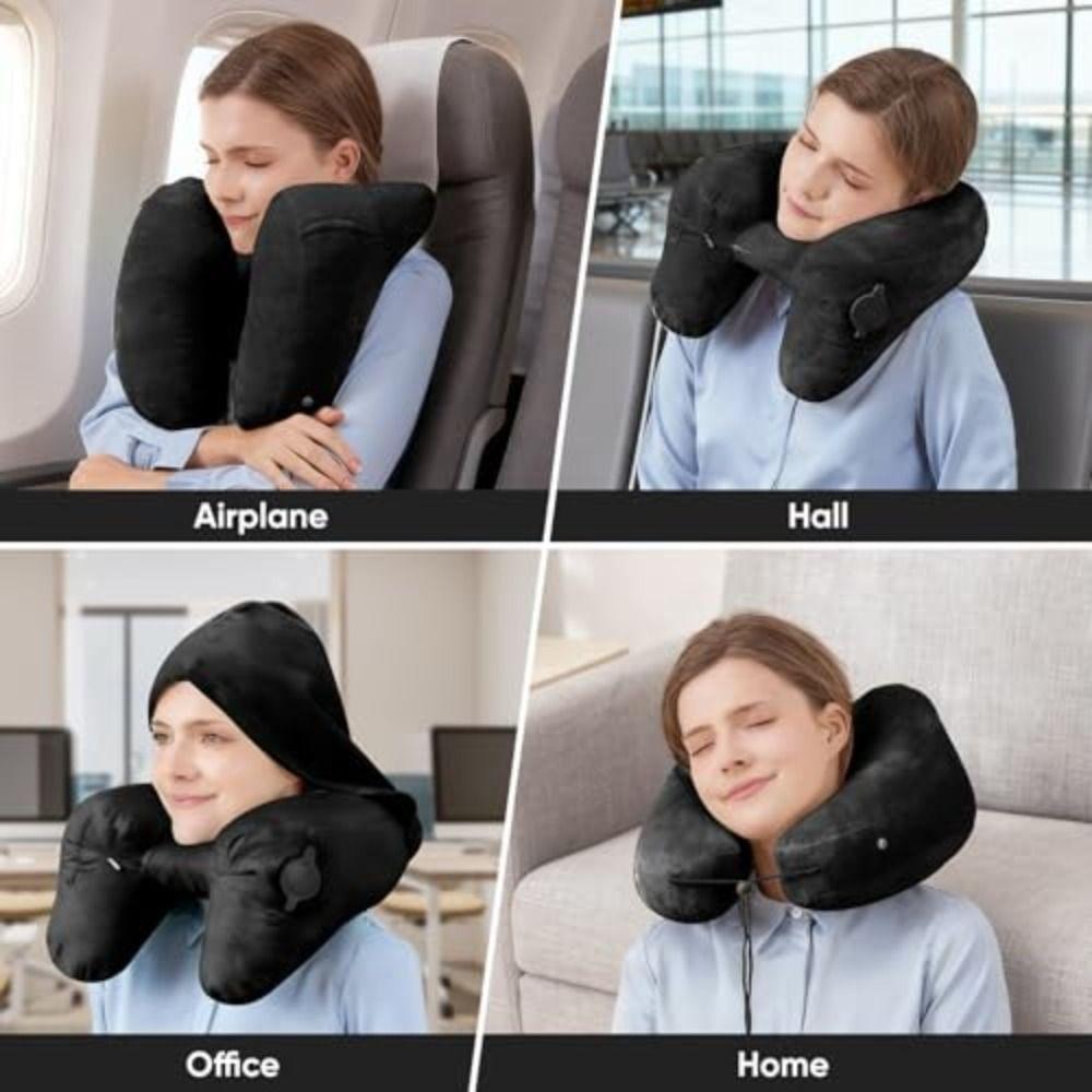 With Storage Pouch Inflatable Neck Pillow Inflatable Design U-Shaped Pillow Airplane
