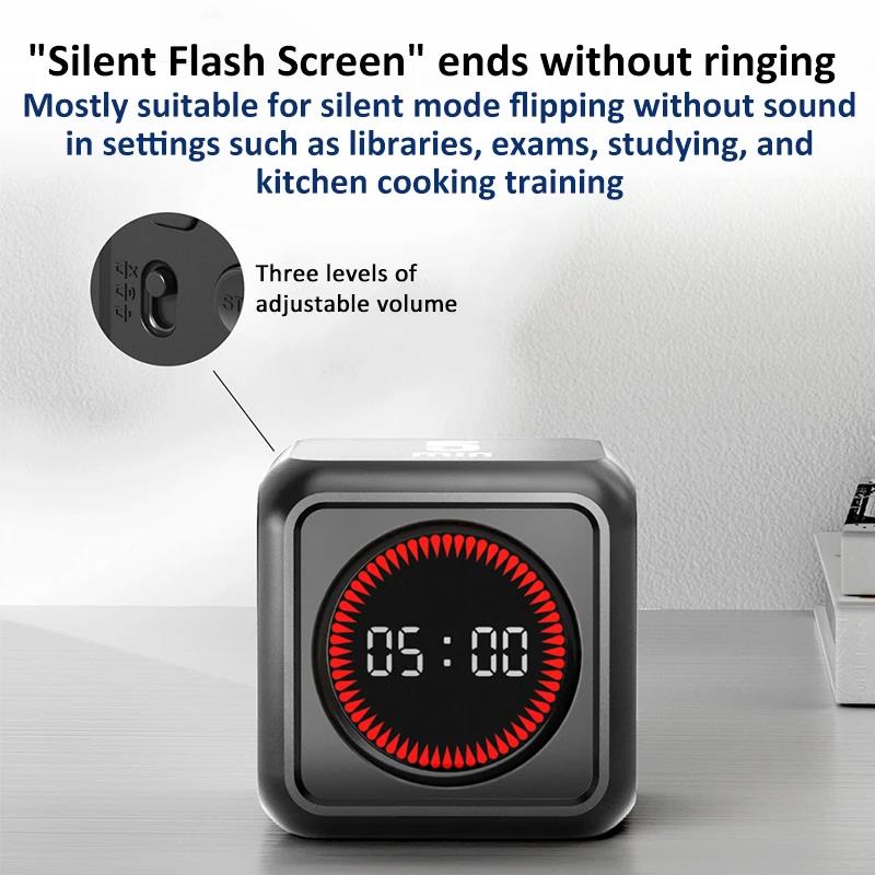 Mini Flip Timer Portable Gravity Cube Timer 5/10/25/45min 4 Preset Time Digital Kitchen Timer For Working Learning Cooking3