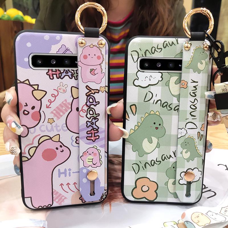 Lanyard Dirt-resistant Phone Case For Samsung Galaxy S10 5G/SM-G977N Soft Case Waterproof Wristband Anti-dust Cartoon