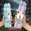 1PC Geese Number Six Seven Print 750ml Color Plastic Sports Water Bottle Leakproof Flip Straw Lid Suitable for Sports Office Home Use