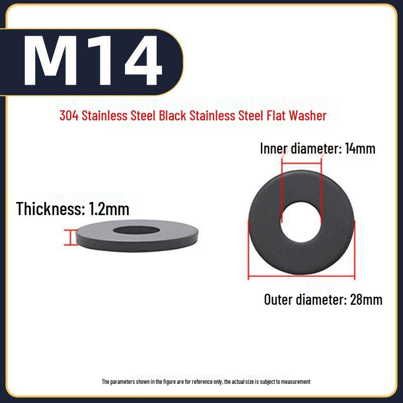 Игу Игу Нержавеющая сталь Черная прокладка Шайба M3M4 Плоская шайба для винтов