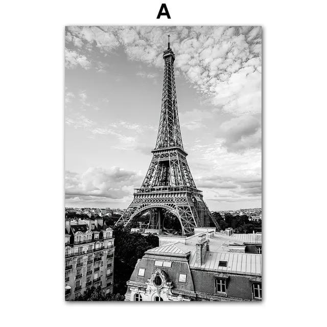 Европейская уличная фотография, пейзаж, картина, холст, картина, настенное искусство, черно-белый постер и принт для домашнего декора в гостиную