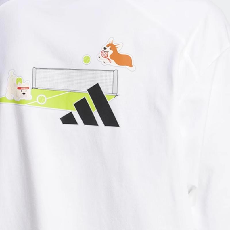 adidas Серия Спортивный Стиль Минималистичная Дышащая Футболка с Круглым Вырезом Модная с Коротким Рукавом Унисекс Топы Белый JZ3266