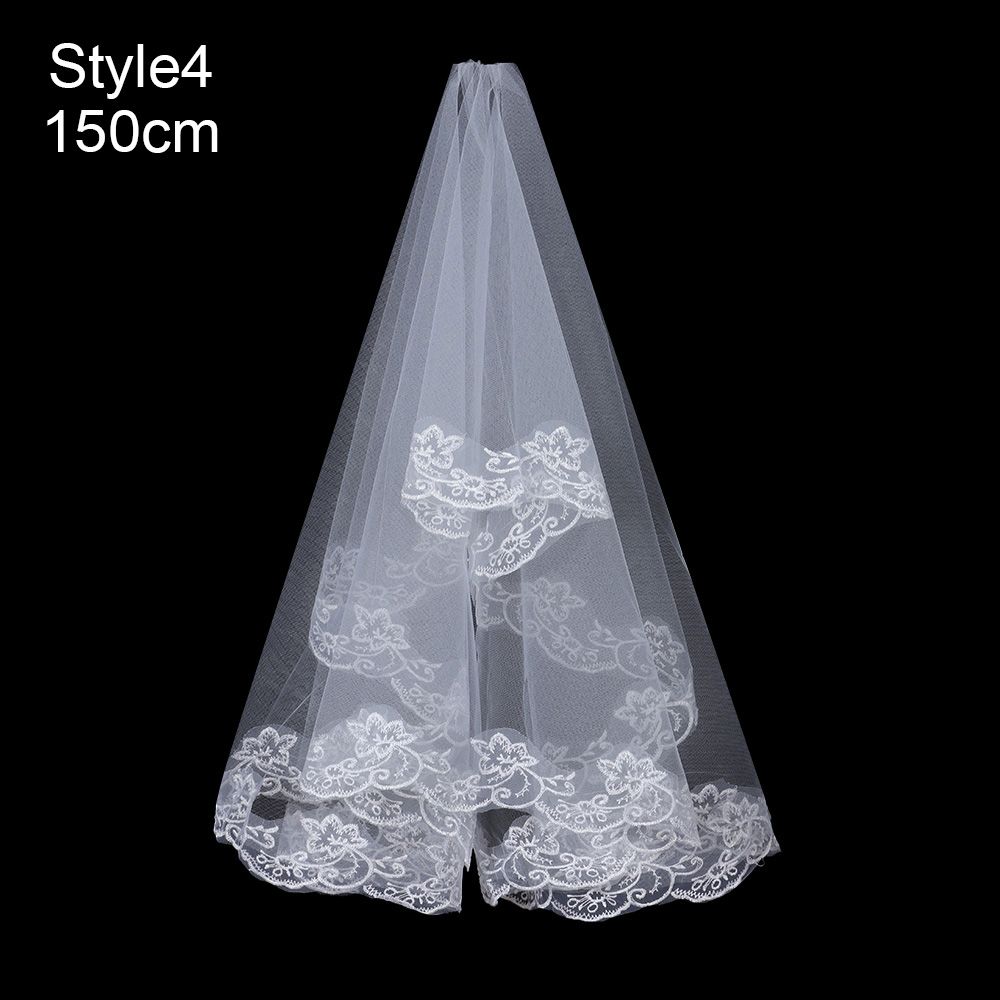 Accessories Photo Veil Short Simple White Ivory Women's Tulle Wedding Veil Lace Edge Bridal Veil