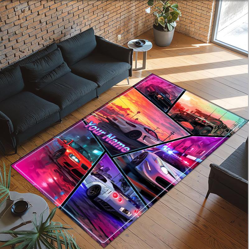 Personalized Crystal Velvet Carpet Custom Name Text,GTA Anti Slip Area Rug For Home Decoration