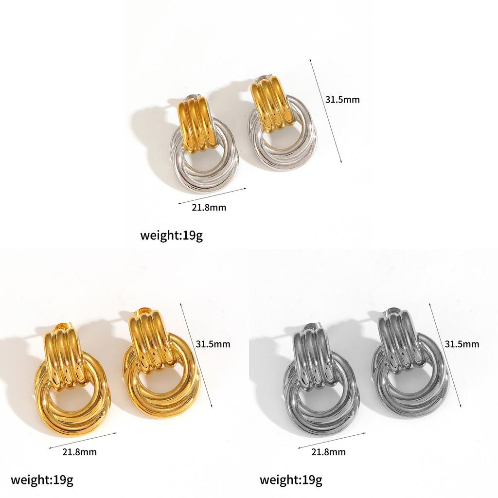 Геометрические Серьги из Нержавеющей Стали с Гальваническим Покрытием для Стильных Женщин