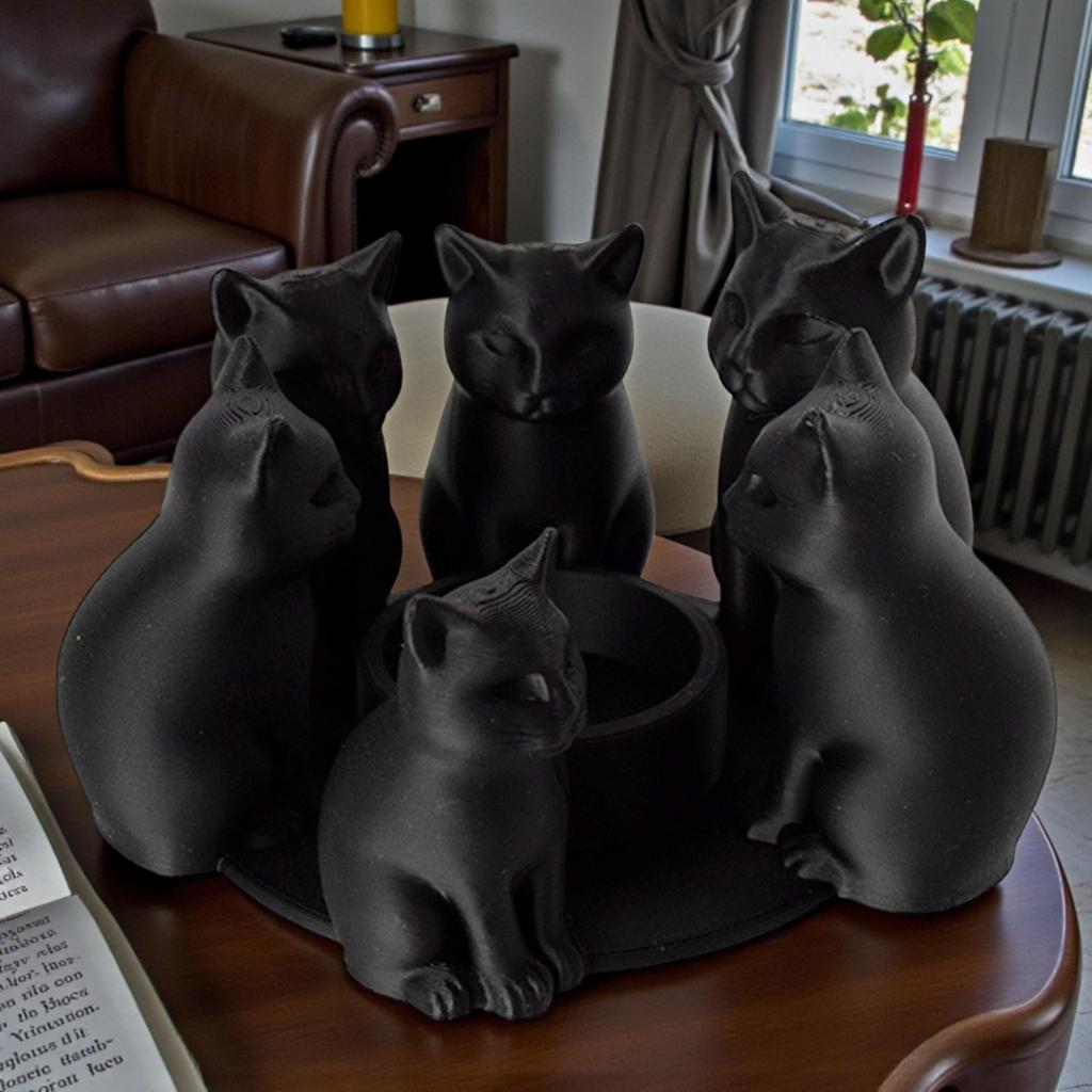 3D Подсвечник-Основа в виде Кошки - Идеально для Атмосферы Обеденного Стола в День Святого Валентина (Свечи не включены)