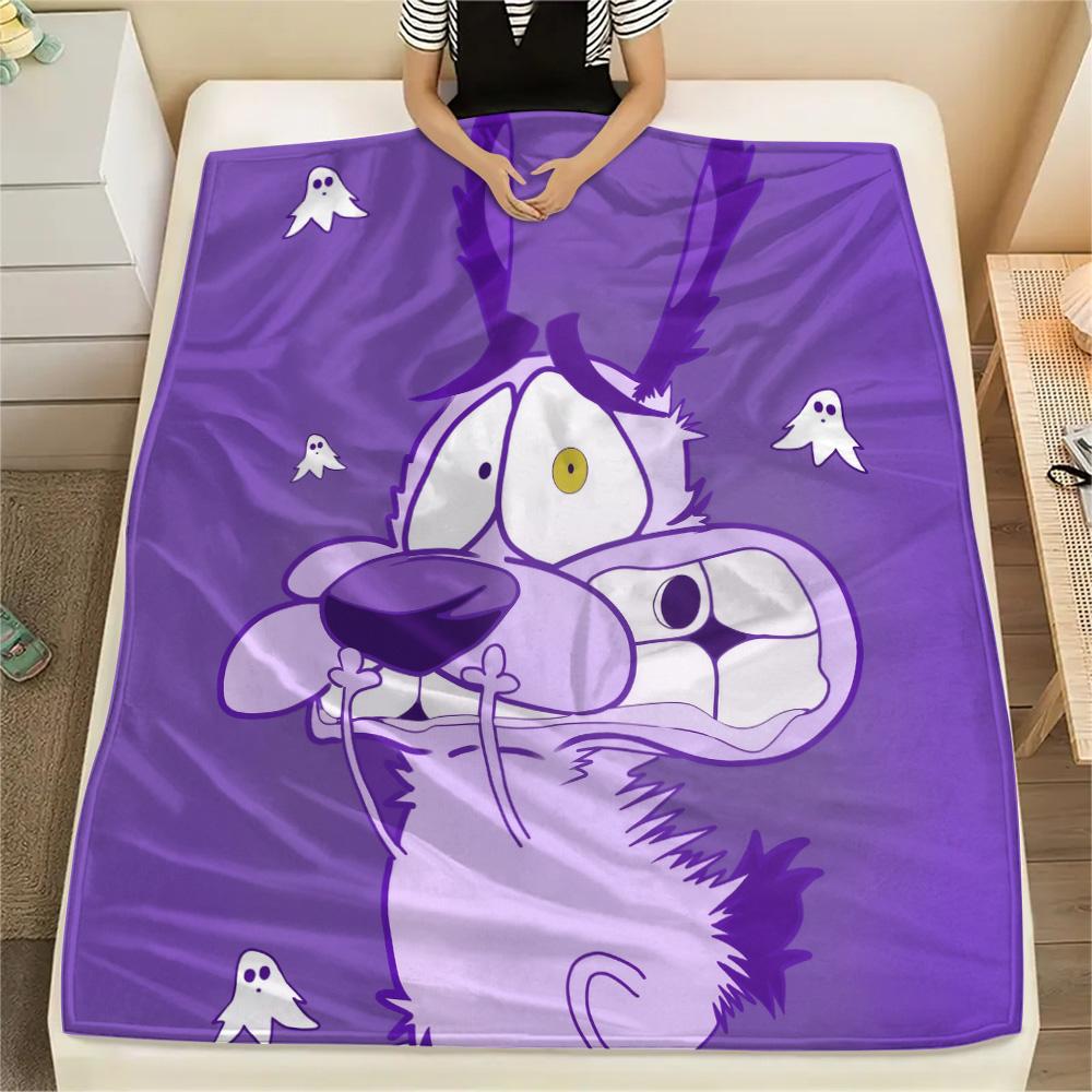 Courage the Cowardly Dog  Print Flannel Blanket, High quality Comfortable for All Seasons, Home Decor, Warmth and Comfort