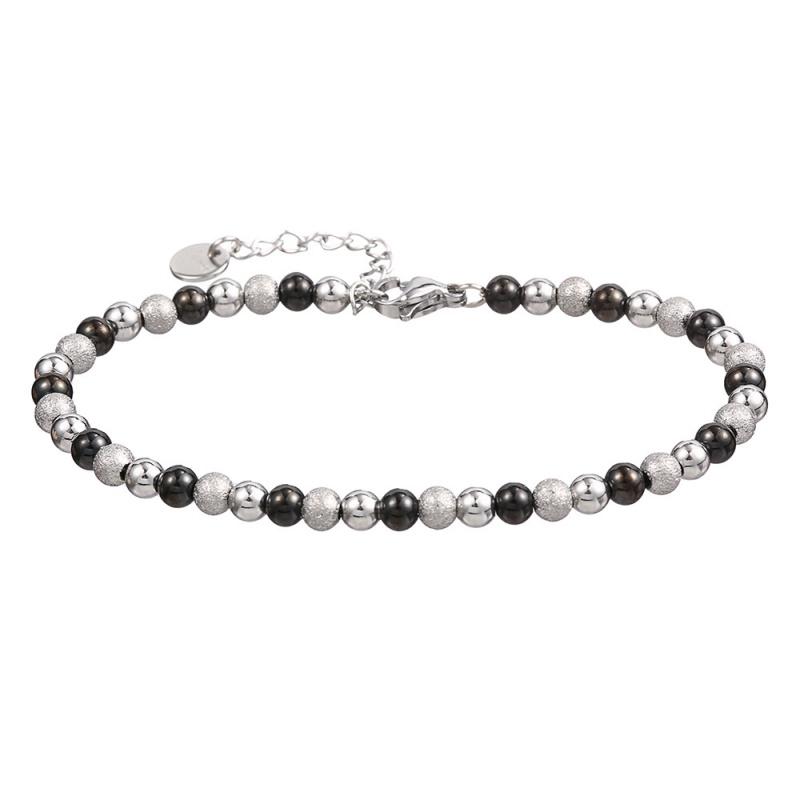 1Pcs Stainless Steel New Sculpt Texture Beads Chain Bracelets for Women Men Gold Plated Waterproof Fashion Jewelry Accessories