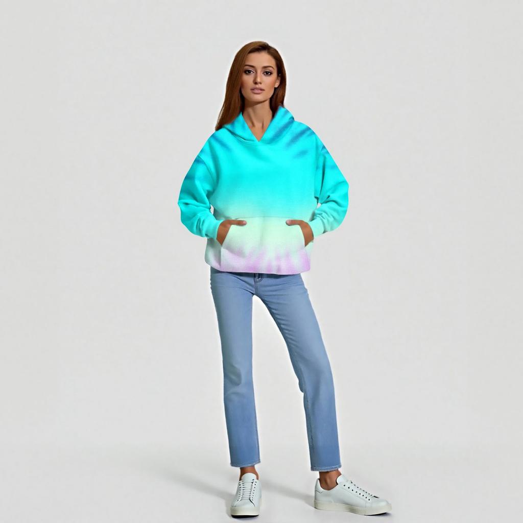 Женская мода Повседневный топ с V-образным вырезом и длинными рукавами с принтом