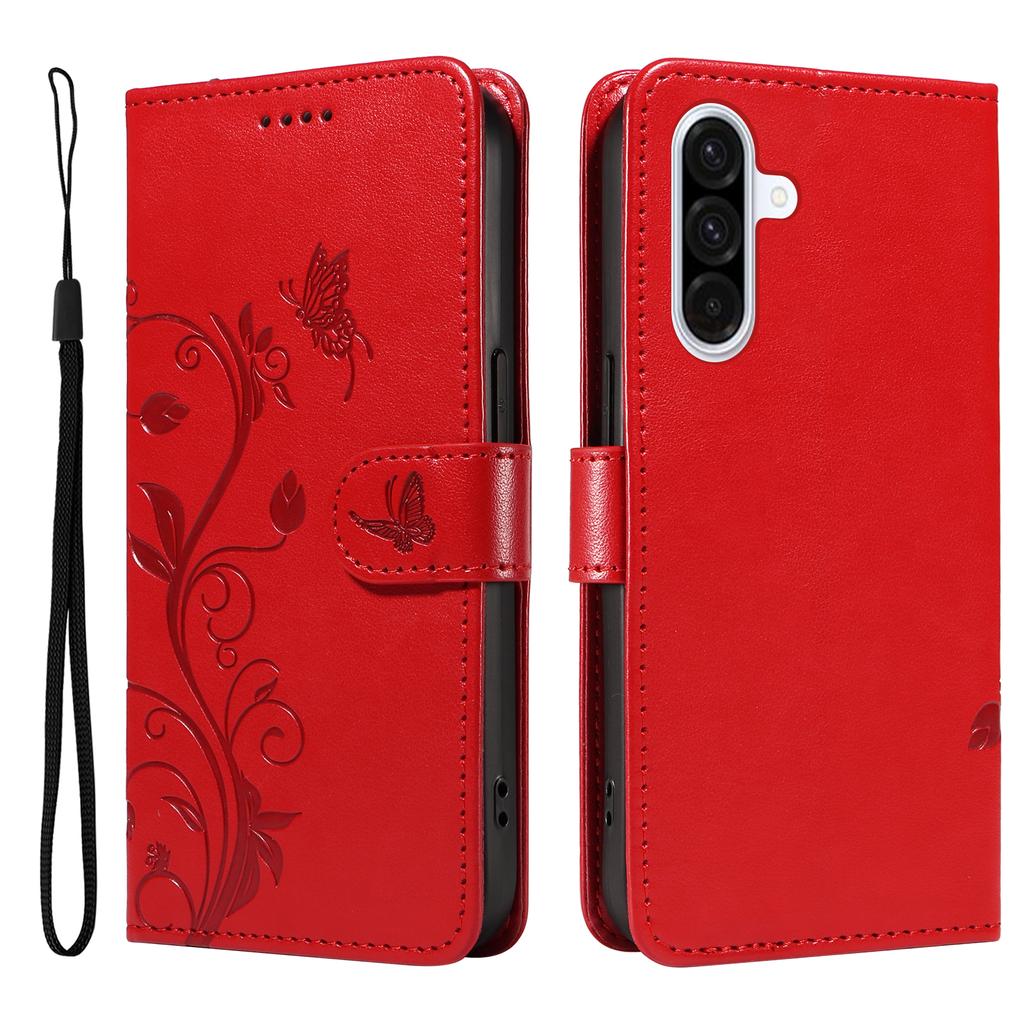 For Samsung Galaxy A36 5G PU Leather Cases Flower Pattern Wallet Stand Phone Cover with Strap
