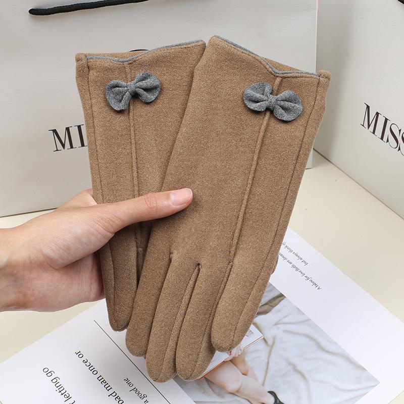 Warm Gloves In Spring and Autumn Women Riding Driving Cold Imitation Rabbit Velvet Super Soft Warm Plus Velvet Touch Screen Gloves.