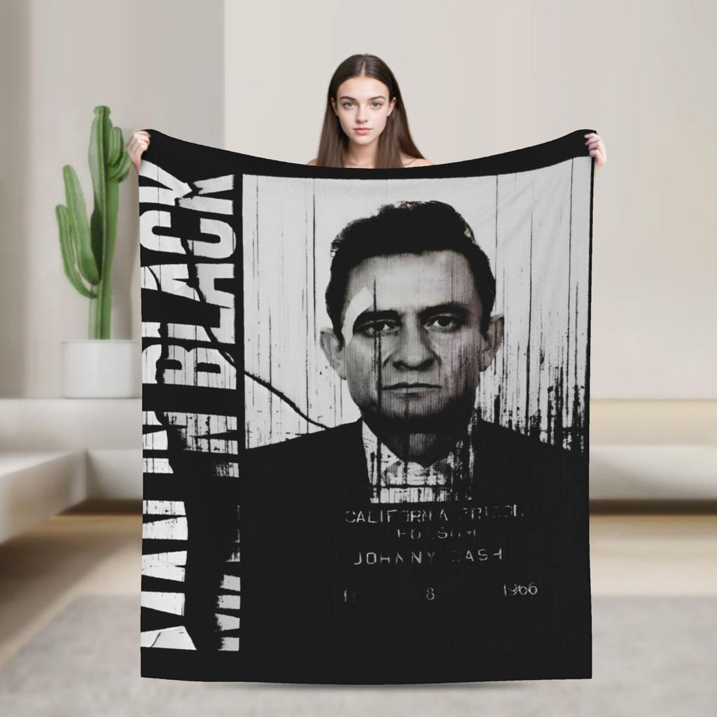 Johnny Cash at The Savoy London 1959 Plush Blanket Girls Boys Flannel Throw Blanket For Bedroom Super Warm Bedspread Gift