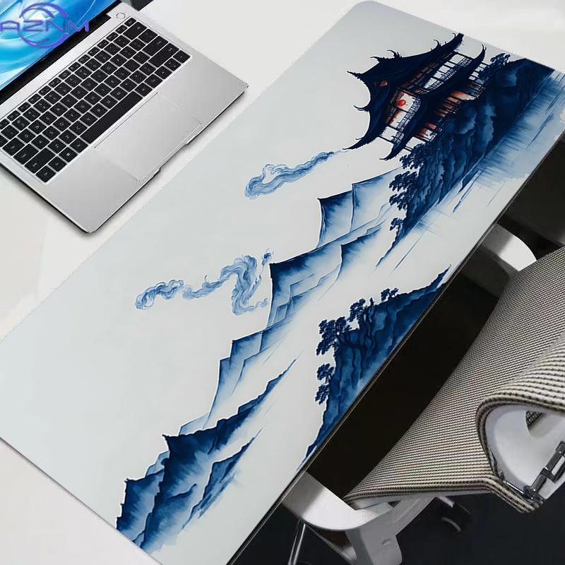 Mouse Pad Ink Wash Style Gamer Peach Blossom Large Xxl Keyboard Desk Mouse Mat Carpet Rubber Gaming Notbook Mousepad