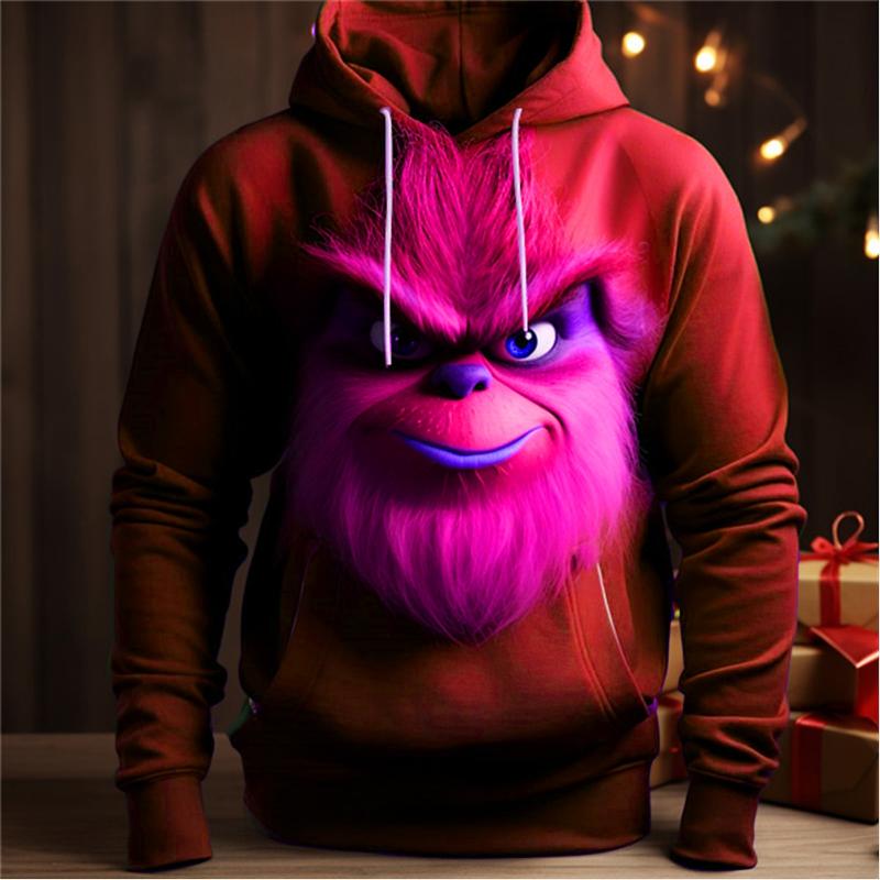 Мужская толстовка с капюшоном с причудливыми узорами для повседневной носки в стиле кэжуал, в стиле ретро, с длинными рукавами, и для занятий спортом на отдыхе