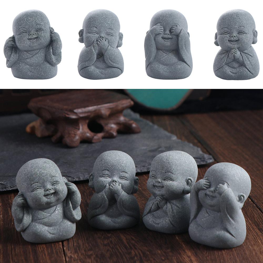 Serviceable Dolls Buddha Statue Cute Desktop Cculpture Little Monk Figurine Fireplace