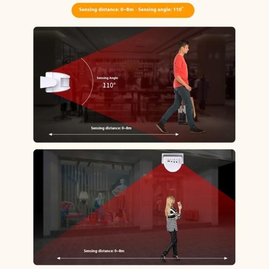 Motion Sensor Doorbell with 90dB Alarm Infrared Welcome Chime for Store Entrance Portable Anti-Theft Alert for Home Business Use