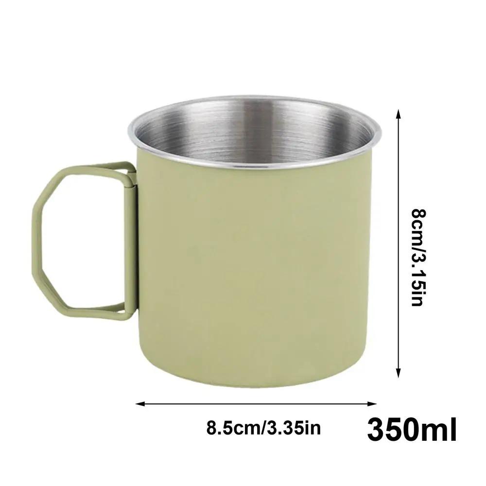Portable Stainless Steel Camping Mug 250/350ml Handle Foldable Outdoor Tableware Kitchen Equipment Travel Hiking Picnic Utensils.