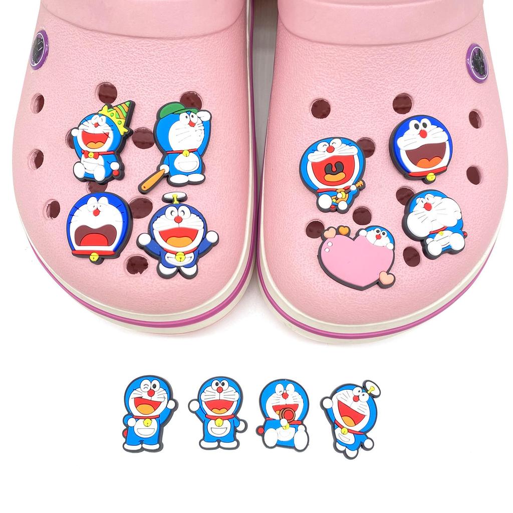 Мультяшные брелоки Crocs с Дораэмоном: Милые декорации из ПВХ в виде цветов и браслетов