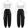 Kids Girls Casual Outfits Long Sleeve Mock Neck Crop Top with Elastic Waistband Pants for Hip-hop Street Dance