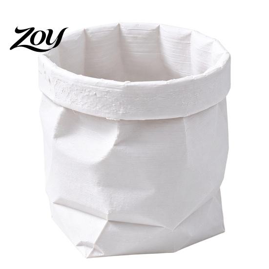 Modern Home Interior Decor Paper Bag Style Plant Pot, 3D Printed Creased Shaped Flower Pot Minimalist Vase & Pencil Holder for Office Decor,
