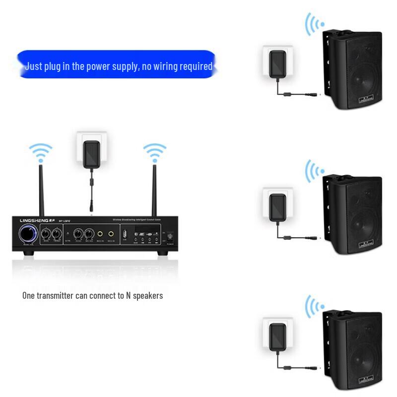 LINGSHENG Wireless Bluetooth Amplifier Active Speaker CN plug (adapter included)