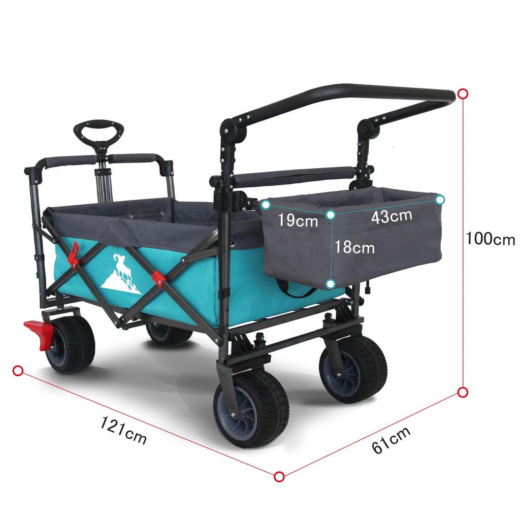 TOPWELL Кемпинговая тележка для отдыха на природе 100 л Большая вместимость 120 кг Грузоподъемность Непрокалываемые шины с тормозом Складная крыша тележка для переноски Кемпинговое оборудование
