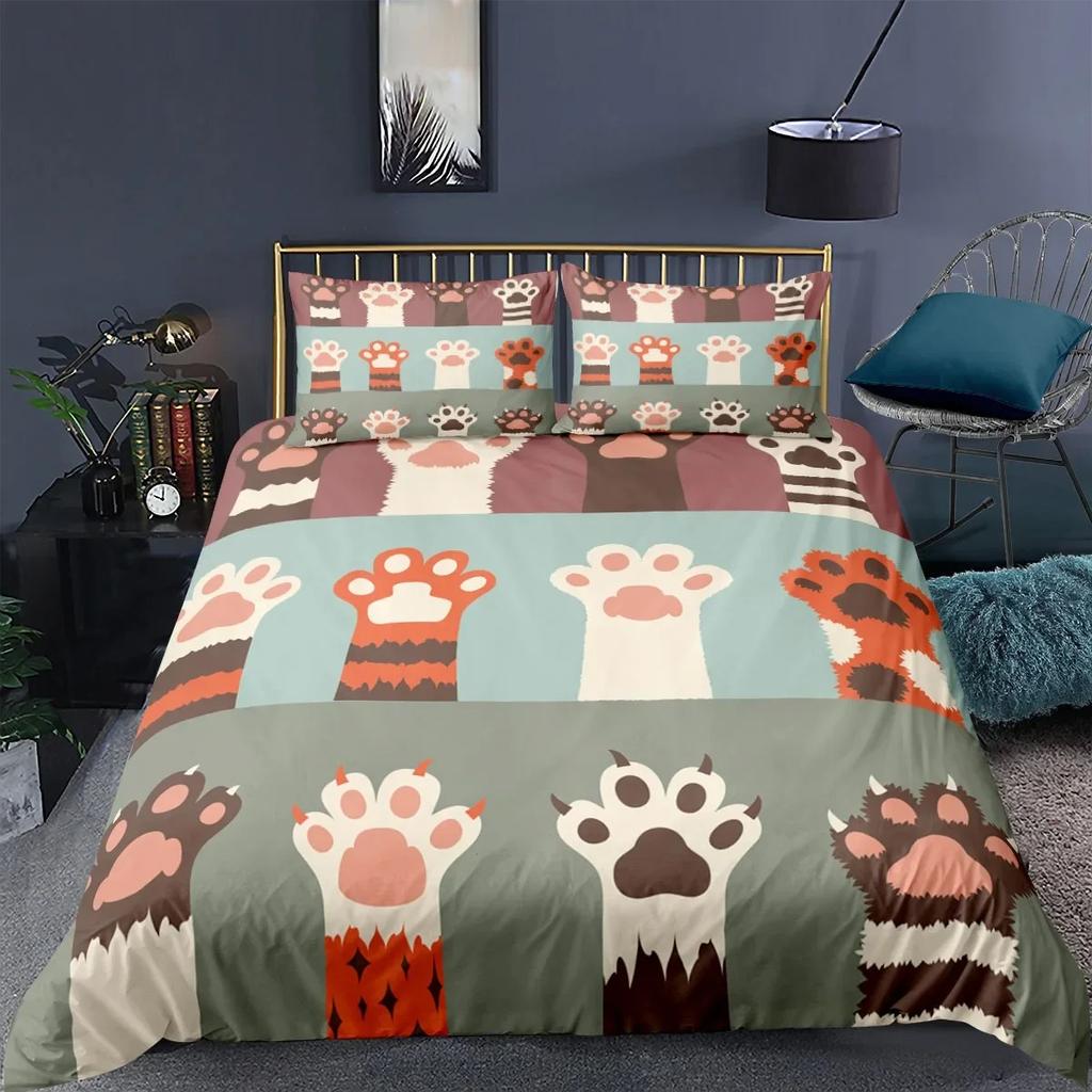 Cartoon Cat Duvet Cover Set Cartoon Animal Print Bedding Set With Pillowcase 23pcs Comforter Cover For Bedroom Decor