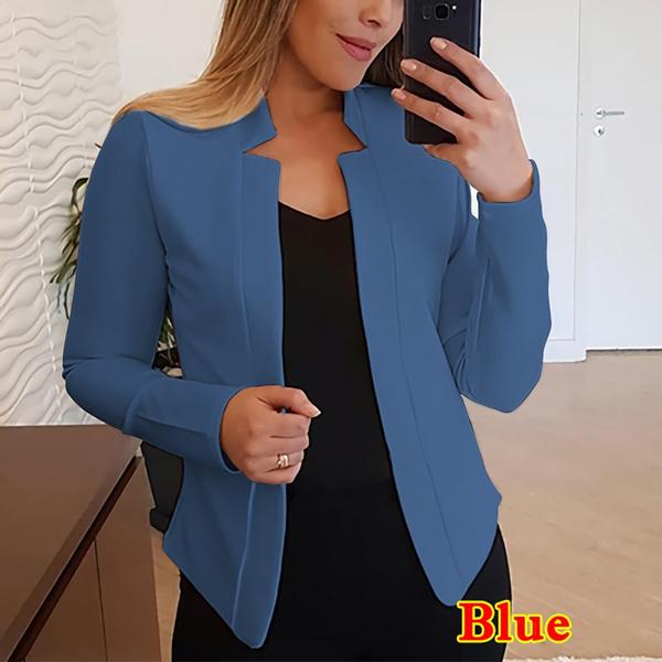 Трендовые модные женские пиджаки с длинными рукавами, однотонные офисные женские деловые костюмы, пальто больших размеров, женская одежда, 9 цветов