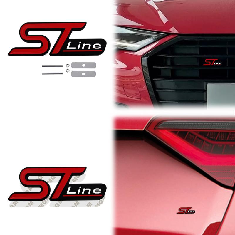 DRZG2 Car Accessories Metal Grille Emblem Rear Trunk Body Badge Sticker For Ford ST LINE Focus Fiesta Ecosport Kuga Mondeo Everest