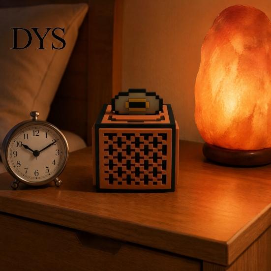 Pixel Art Decor Fidget Puzzle Cube Music Box, 3D Printed Game Toy Mechanical Box for Anxiety Relief, Small Musical Play Kids, Adults Unique