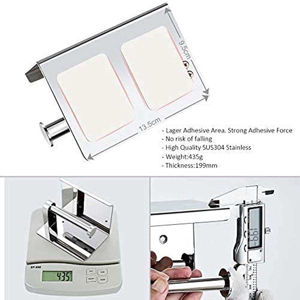 Полка для туалетной бумаги, клейкая полка для ванной комнаты, нержавеющая сталь SUS304, полка для туалетной бумаги и полка для хранения мобильного телефона