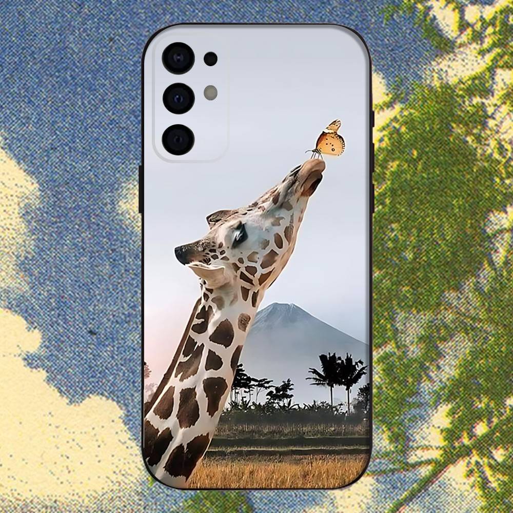 Чехол для телефона с милыми животными-жирафами для Samsung S25, S24, S21, S22, S23, S30, Ultra, S20, Plus, Fe, Lite, Note, 10, 9, 5G Черный чехол