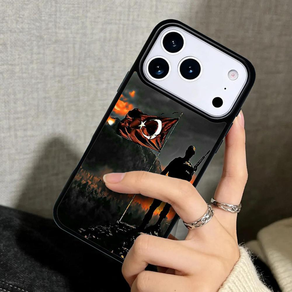 Capa Case for iPhone 17 Air 16 Pro Max 15 Plus 11 13 Mini 14 12 Back Phone Cover Turkish flag soldier