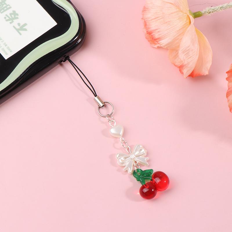 Y2K милый бант вишневый шнурок для телефона милая летняя цепочка для мобильного телефона для девочек корейский бисерный брелок для мобильного телефона