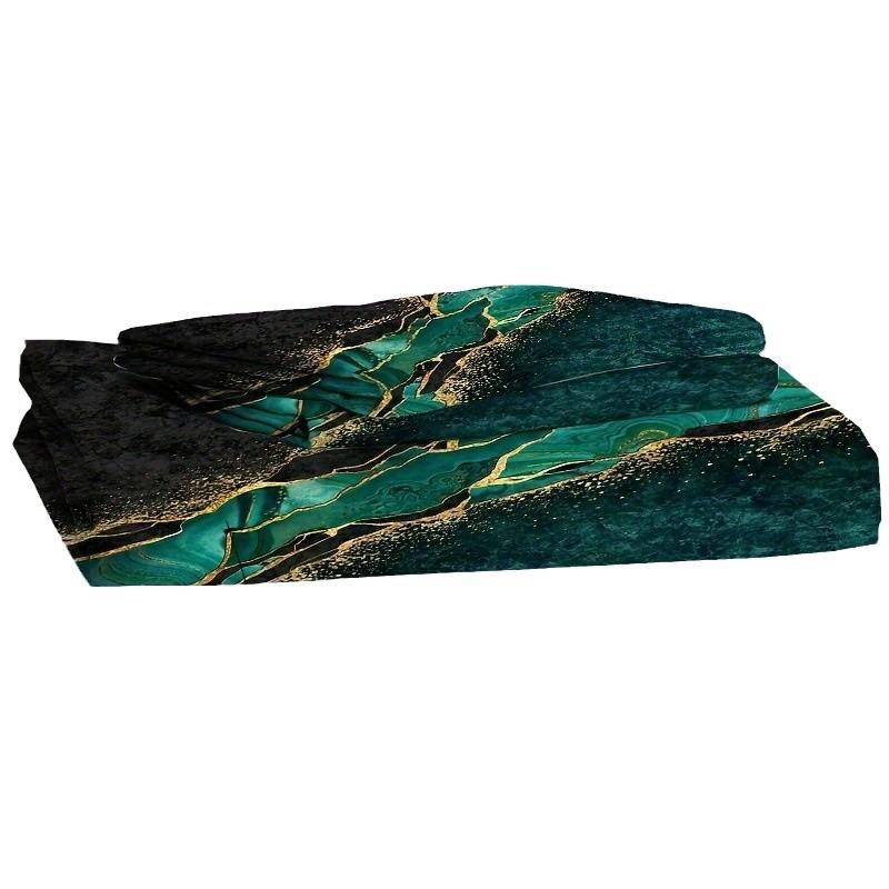Black and green marble bedding digital printing three-piece set Nordic luxury design home textiles