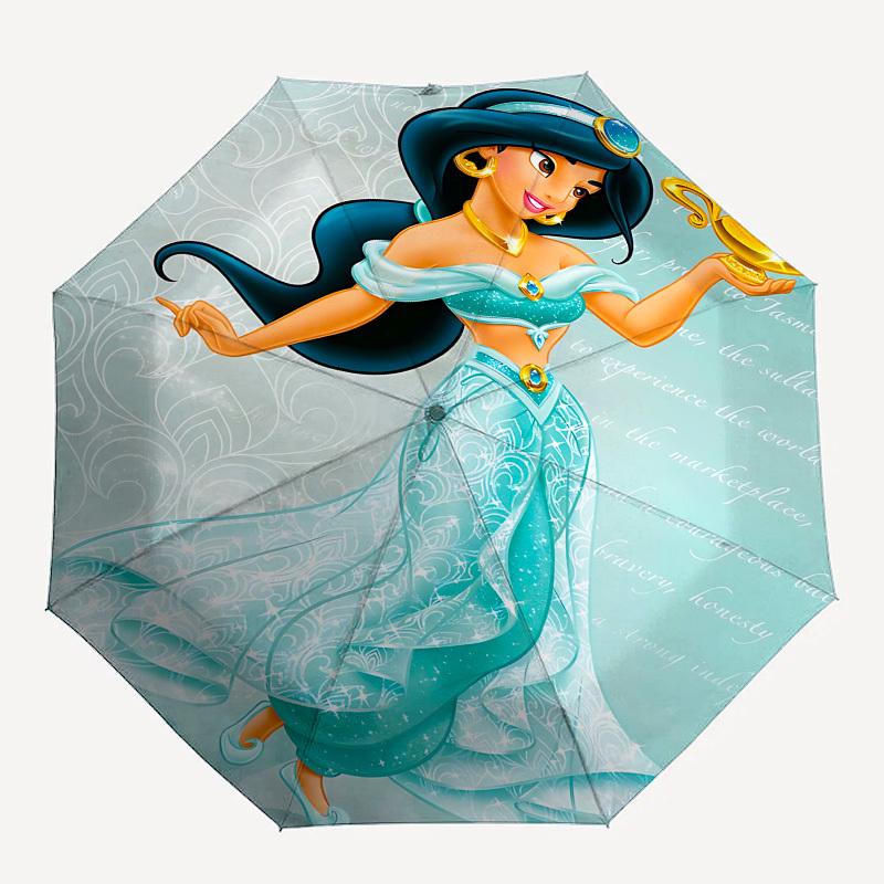 Jasmine, Genie Lamp Themed Automatic Opening and Closing Umbrella, Brightly Colored 8-rib Portable Umbrella, Suitable for Men and Women, A Perfect Gif