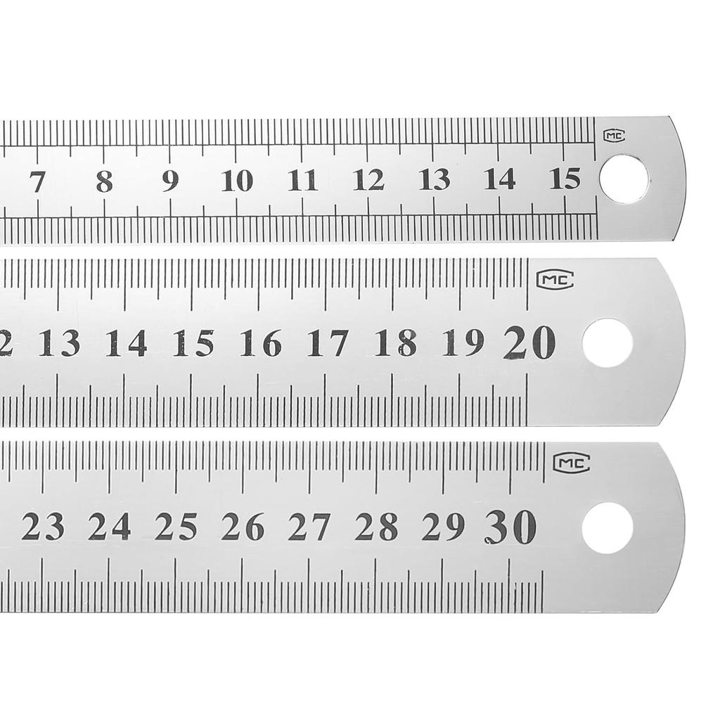 15см/20см/30см/50см Прямая линейка из нержавеющей стали 6"/8"/12"/20'' Двусторонняя металлическая шкала Измерительный инструмент Домашние Офисные принадлежности
