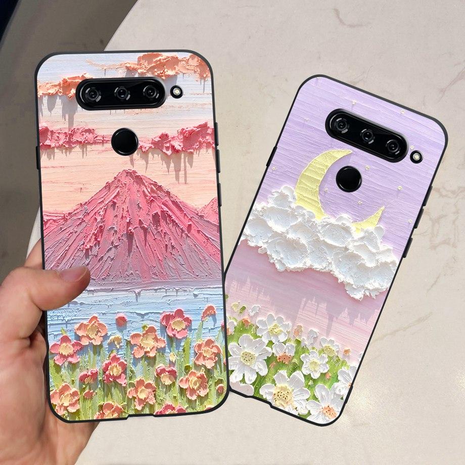 Чехол-крышка для LG V40 ThinQ Для LG V35 V35+ ThinQ Мягкие ТПУ Силиконовые Чехлы Модный Цветочный Милый Рисунок Funda Для LGV40 ThinQ Capa