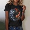 3d Printed Fish Pattern Women's T-Shirt Fashionable Street Loose Top Black Short Sleeved Versatile Loose Casual Top