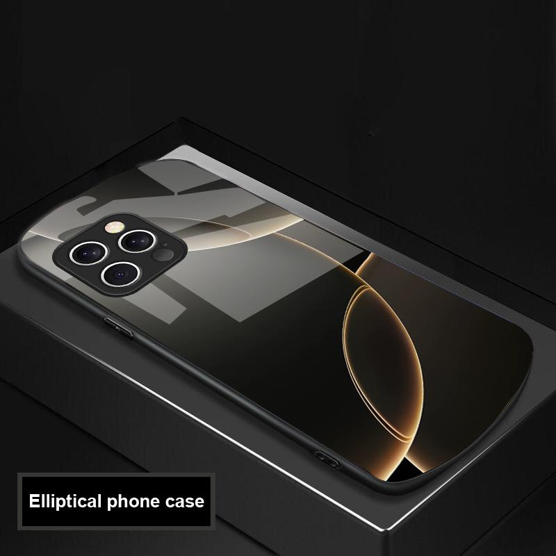 Геометрический полукруг для iPhone 16 Pro Max 15 Pro 14 13 12 Mini 11 XS Max XR 7 8 Plus SE 2022 Эллиптический стеклянный чехол для телефона