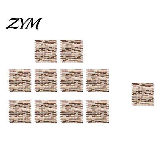 Wall Defect Covering Decals 3D Gel Faux Mosaic Stickers, Easy Peel & Stick Backsplash Tile Decorative Adhesive Sheets Vintage Brick Wallpaper