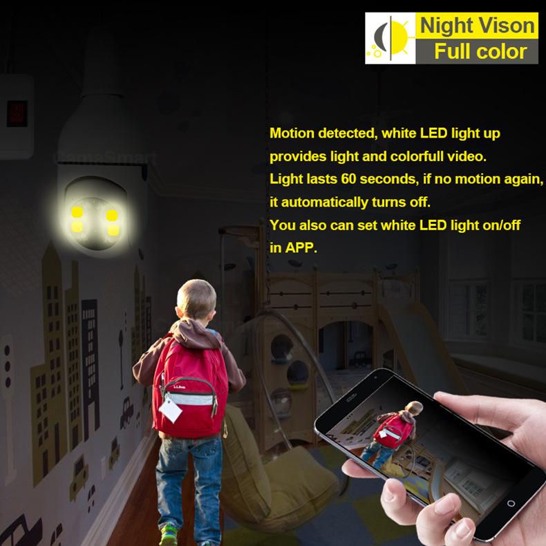 WiFi HD Беспроводная комнатная камера-лампочка с удаленным мониторингом с мобильного телефона