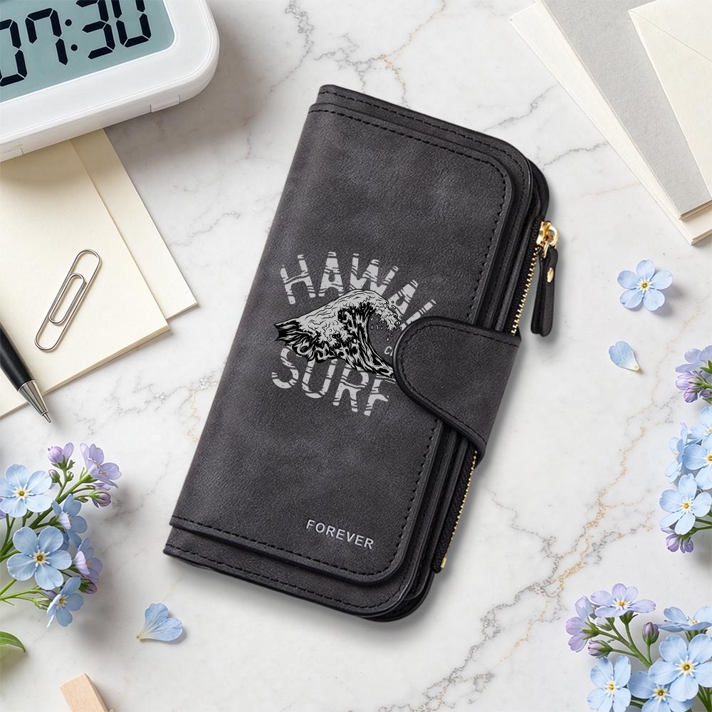 HAWAII SURF Long Purse Casual Retro Wallet Portable Fashion Card Holder Forever Daily Use PU Storage Bag